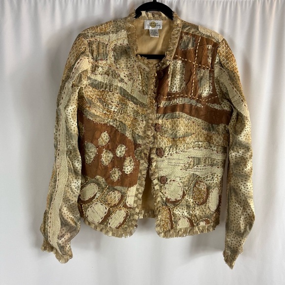 Vintage 1990s Sandy Starkman Designer
Cardigan With Patchwork Abstract Size:M - Picture 3 of 17